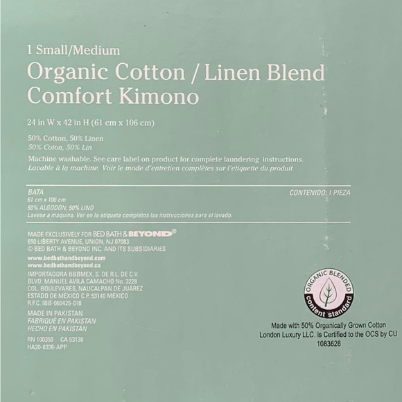 Gray Organic Cotton & Linen Blend Kimono Robe. - Picture 7 of 9